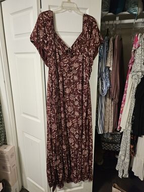 Lane Bryant Burgundy Floral Maxi Dress